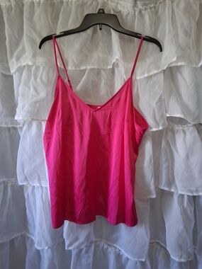 Stars Above Vibrant Pink Spaghetti Satin Strap Cami